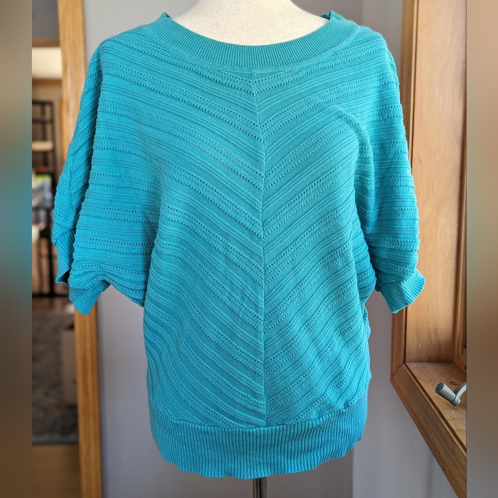 Apt. 9 Teal Blue Short Dolman Sleeve Lightweight Knit Sweater Women’s Size Small